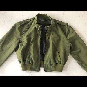 Vintage Betsey Johnson Crop Army Green Bomber